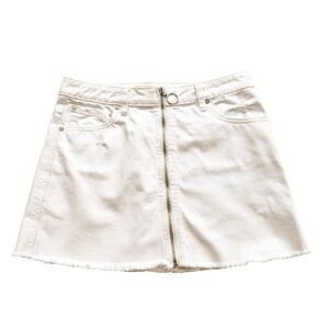 We The Free Zip It Up White Denim Mini Skirt Size 27‎